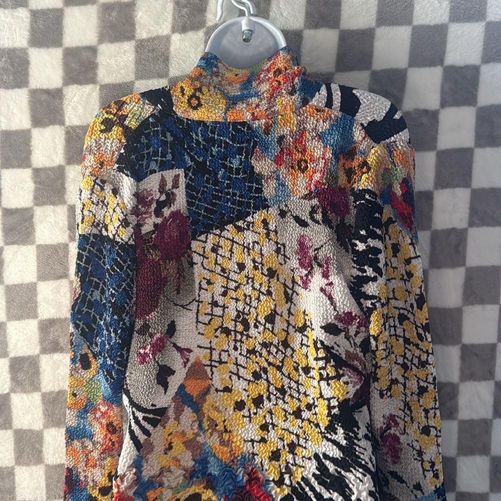 Alberto Makali Crinkled LightWeight Blazer Sport Coat Abstract colorful Size L - Picture 9 of 14